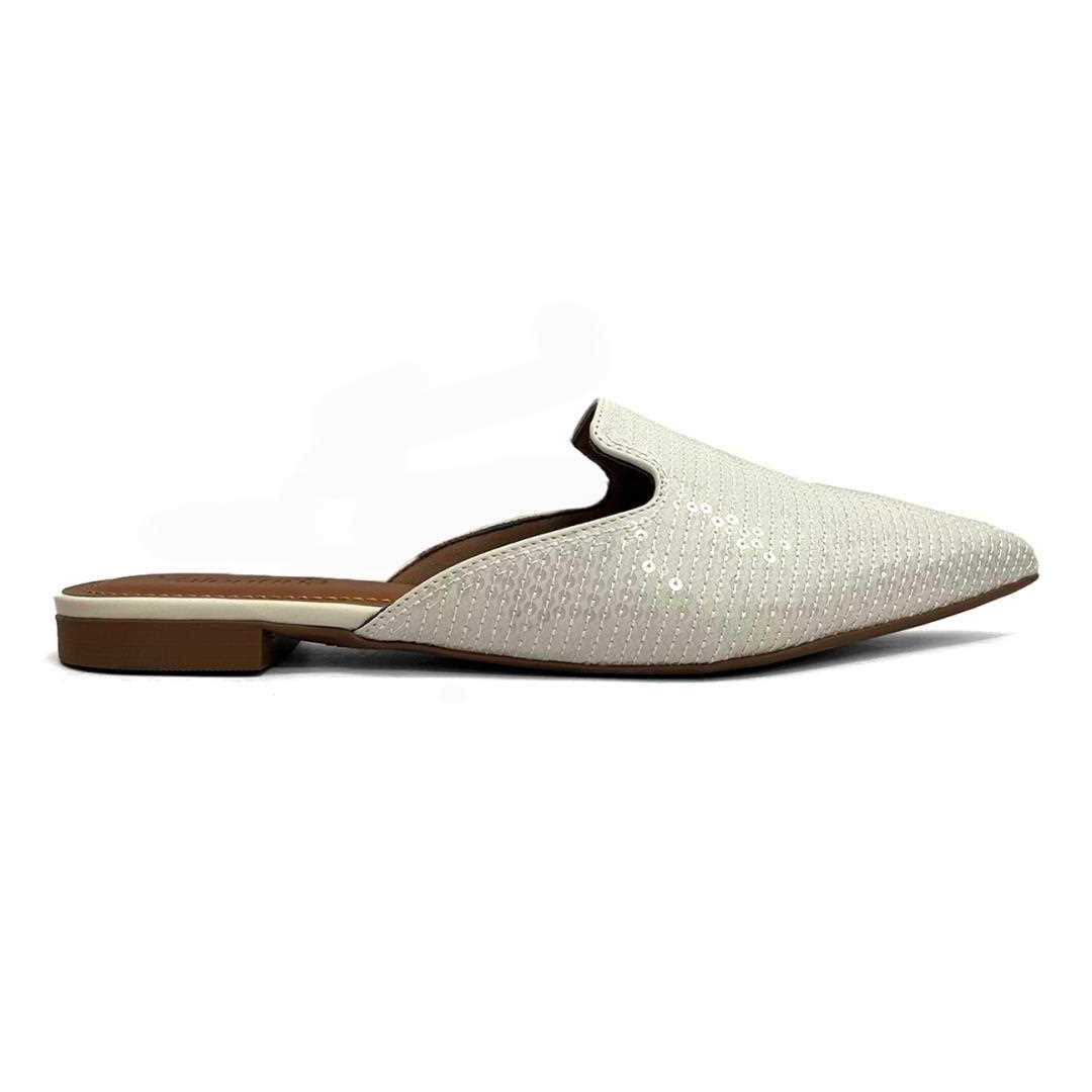 Sapatilha Valentina Mule Bico Fino 373061 Off White