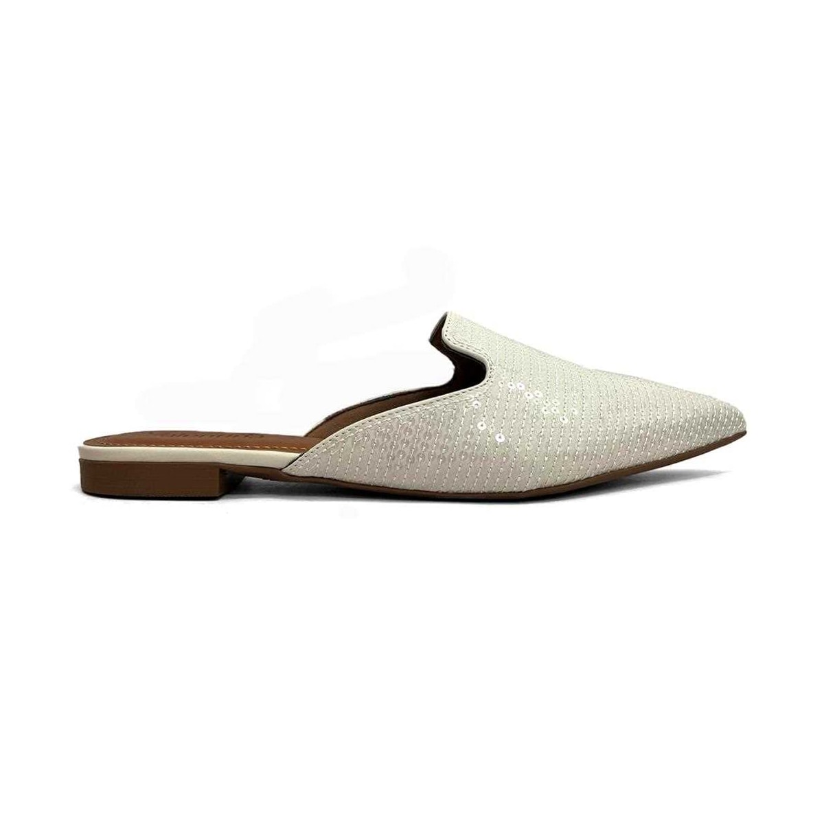 Sapatilha Valentina Mule Bico Fino 373061 Off White