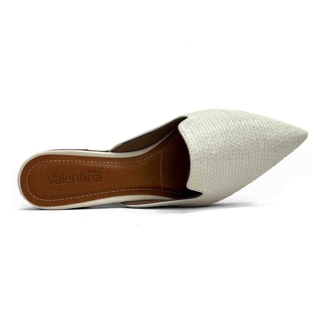Sapatilha Valentina Mule Bico Fino 373061 Off White