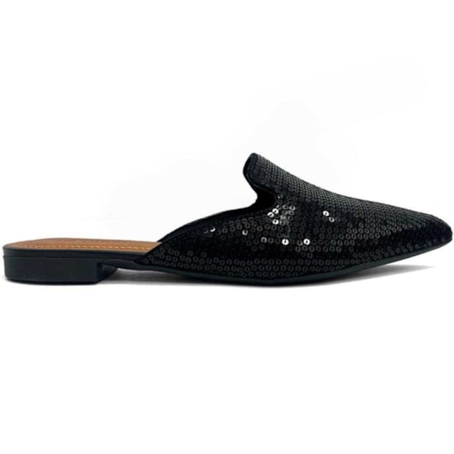 Detalhe - Sapatilha Valentina Mule Bico Fino 373061 Preto