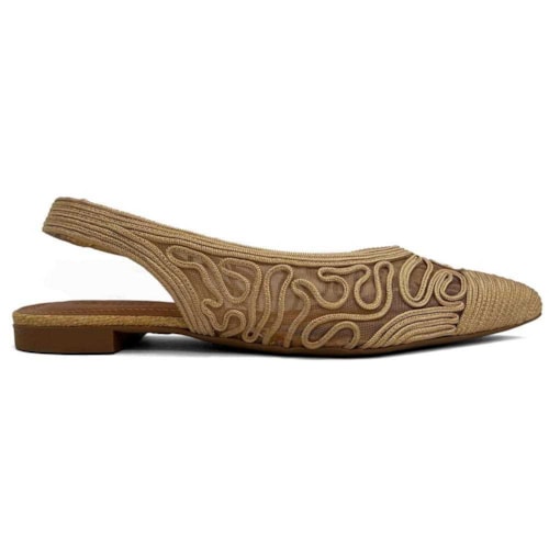 Detalhe - Sapatilha Valentina Slingback Bico Fino 373280 Caramelo