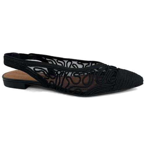 Sapatilha Valentina Slingback Bico Fino 373280 Preto