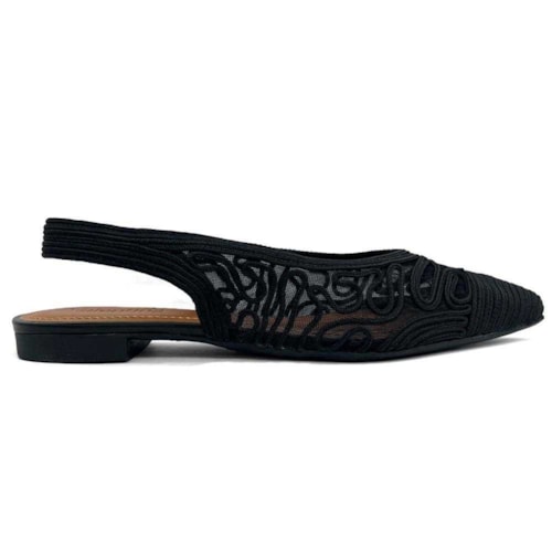 Detalhe - Sapatilha Valentina Slingback Bico Fino 373280 Preto