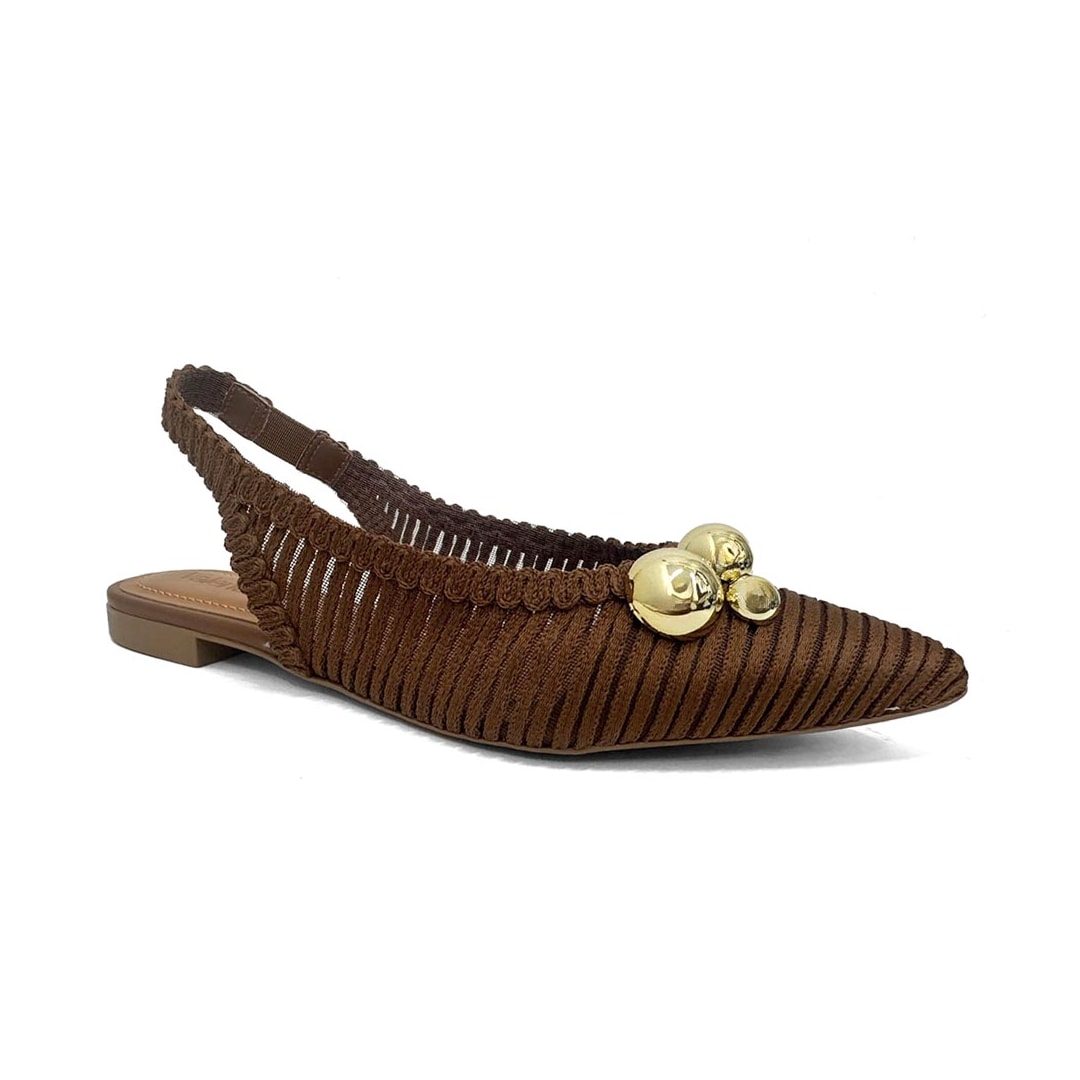 Sapatilha Valentina Slingback Bico Fino 373314 Nogueira