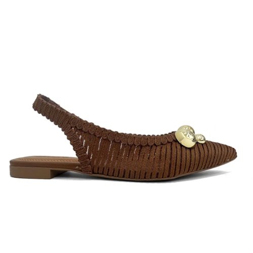 Detalhe - Sapatilha Valentina Slingback Bico Fino 373314 Nogueira