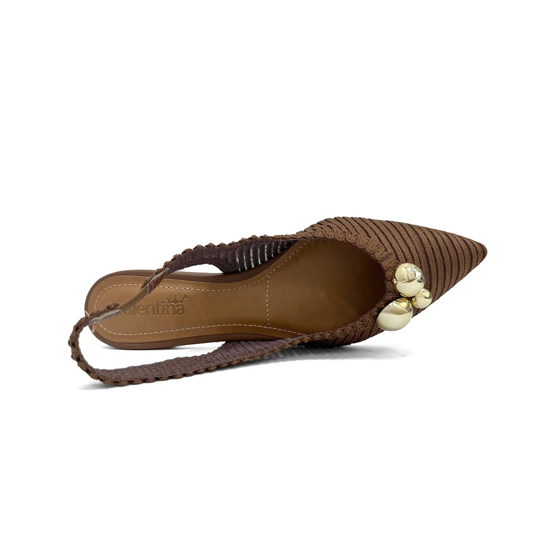 Sapatilha Valentina Slingback Bico Fino 373314 Nogueira