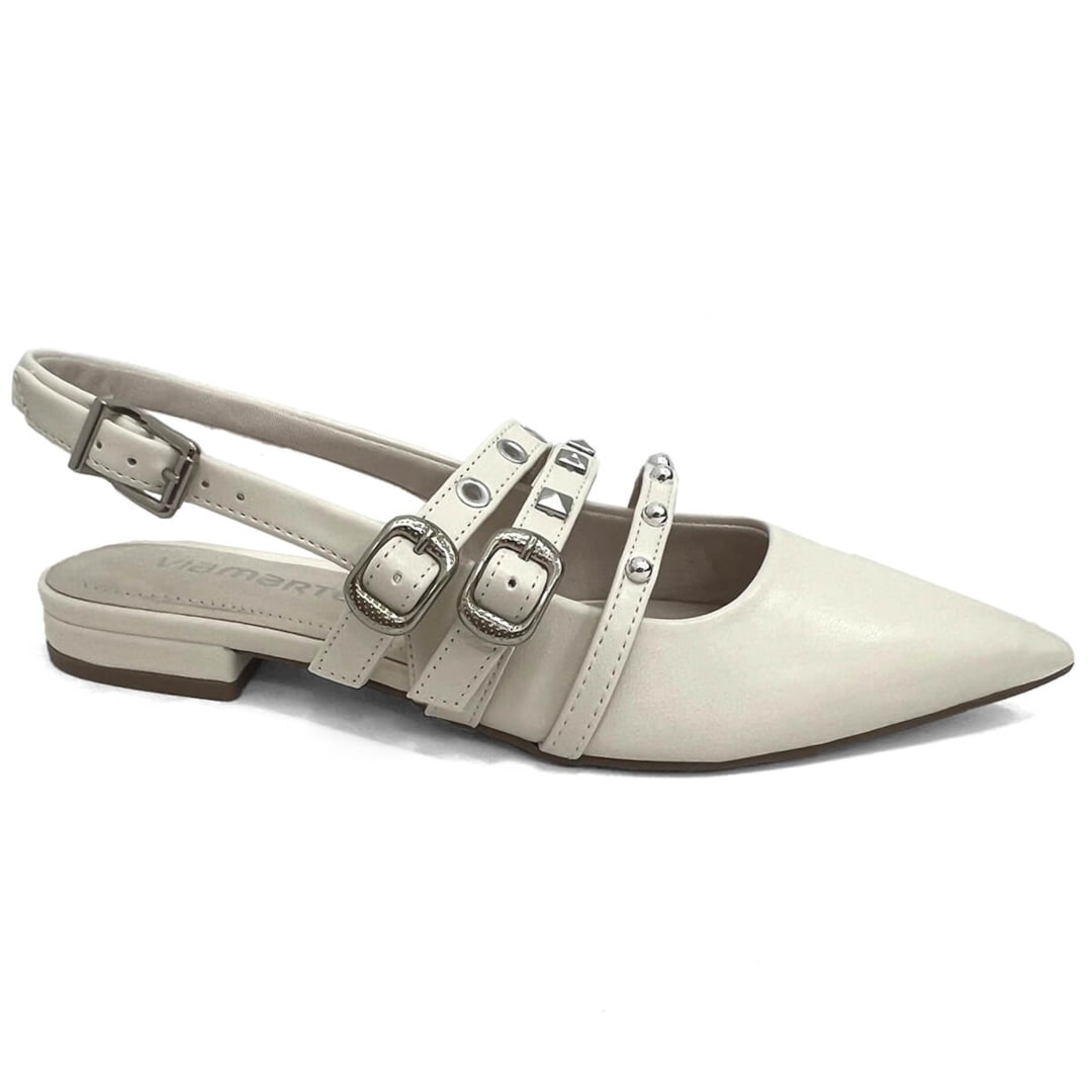 Sapatilha Via Marte Slingback Bico Fino 144-007-01 Marfim