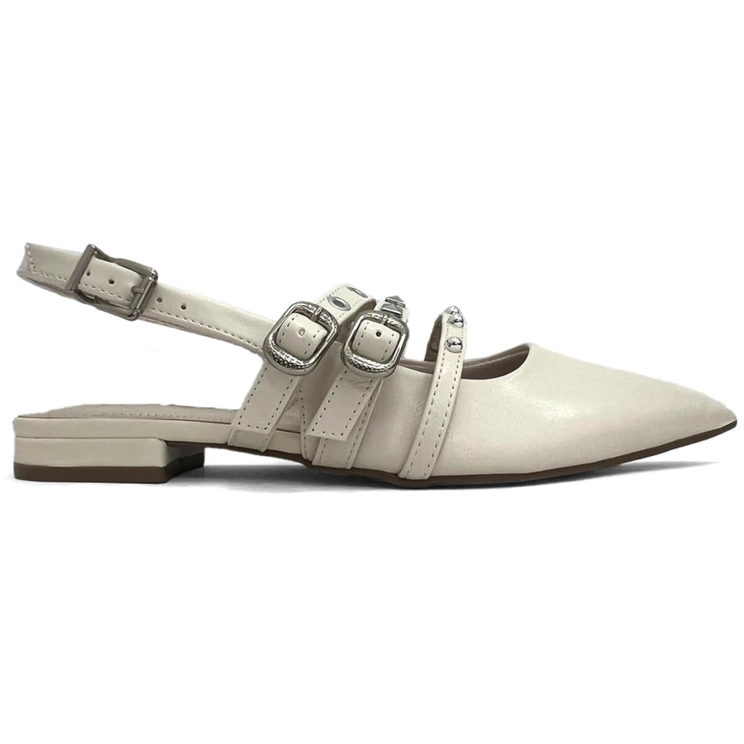 Sapatilha Via Marte Slingback Bico Fino 144-007-01 Marfim
