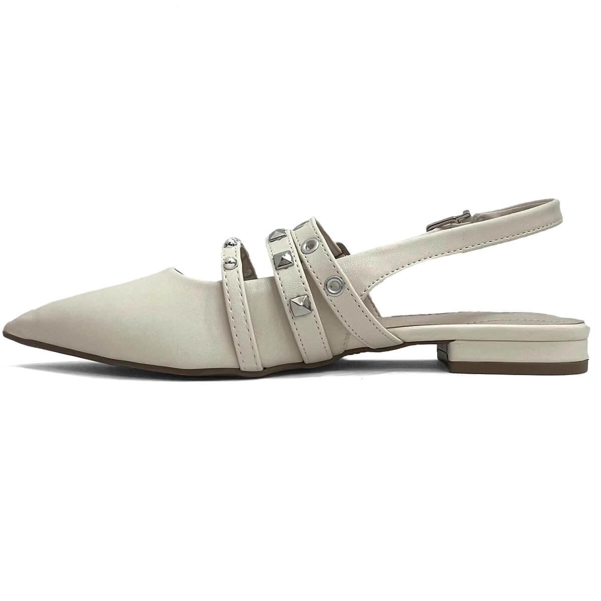 Sapatilha Via Marte Slingback Bico Fino 144-007-01 Marfim Sapatilha Via Marte Slingback Bico Fino 144-007-01 Marfim