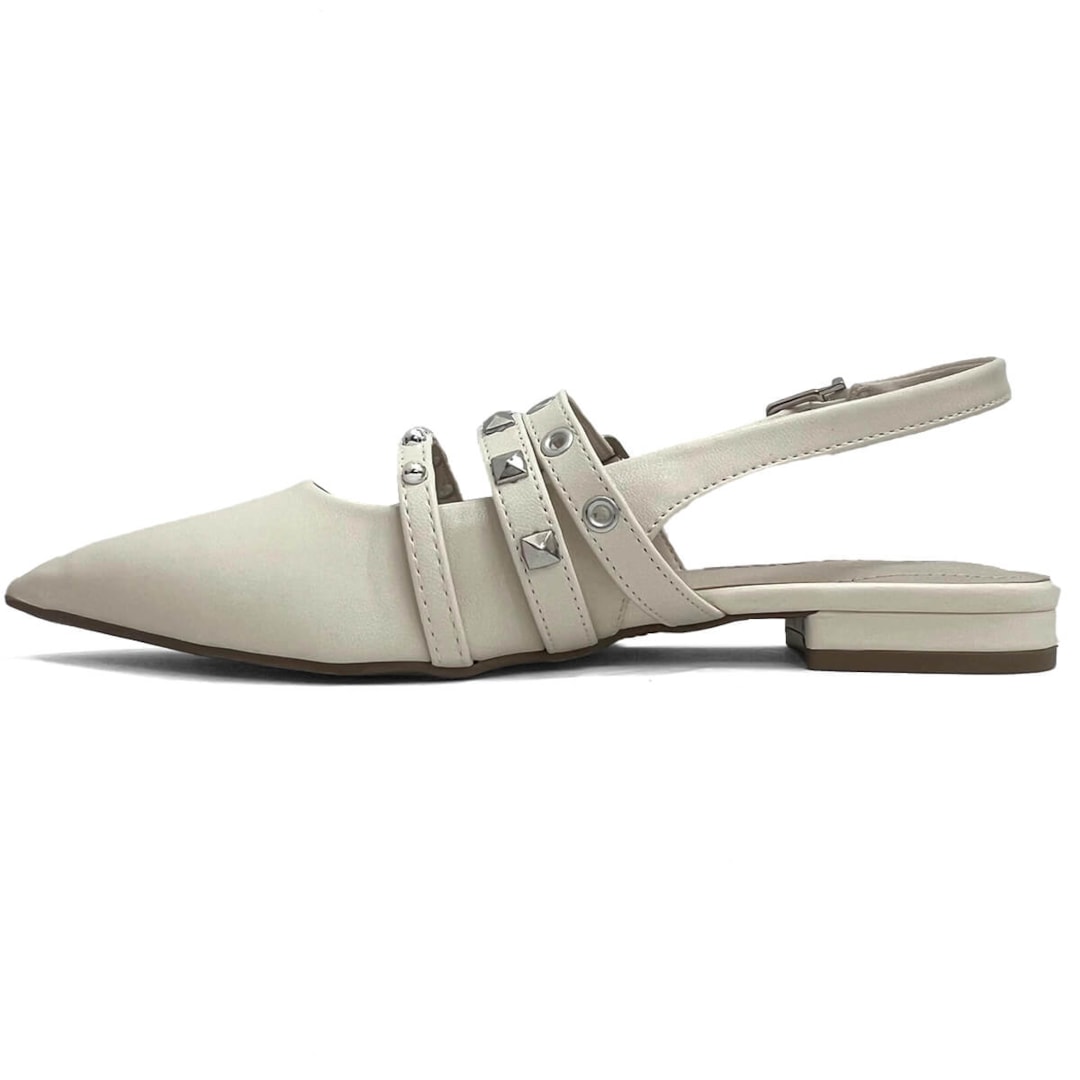 Sapatilha Via Marte Slingback Bico Fino 144-007-01 Marfim Sapatilha Via Marte Slingback Bico Fino 144-007-01 Marfim