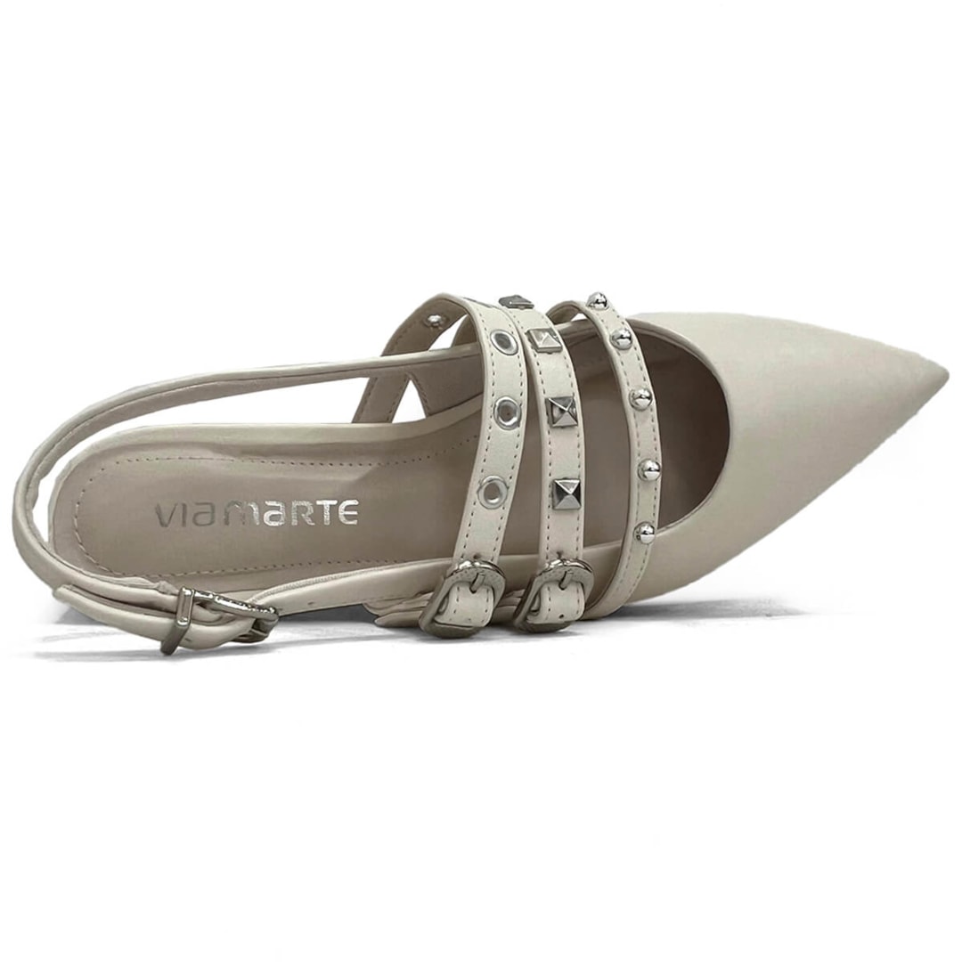 Sapatilha Via Marte Slingback Bico Fino 144-007-01 Marfim