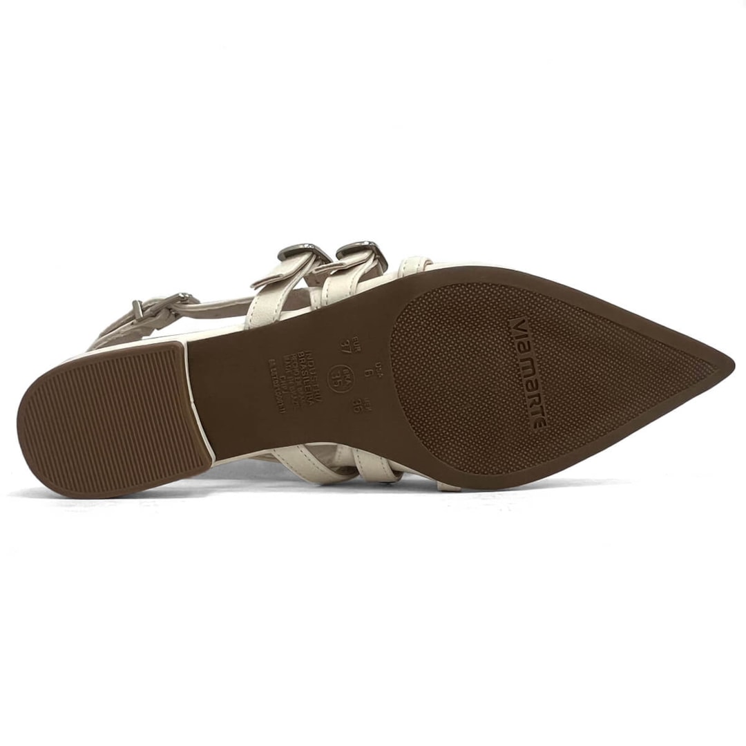 Sapatilha Via Marte Slingback Bico Fino 144-007-01 Marfim