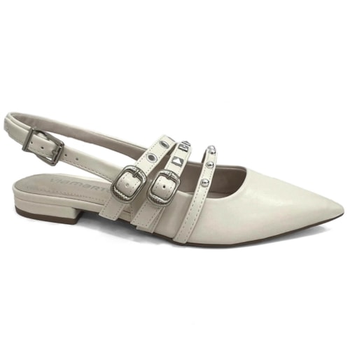 Sapatilha Via Marte Slingback Bico Fino 144-007-01 Marfim