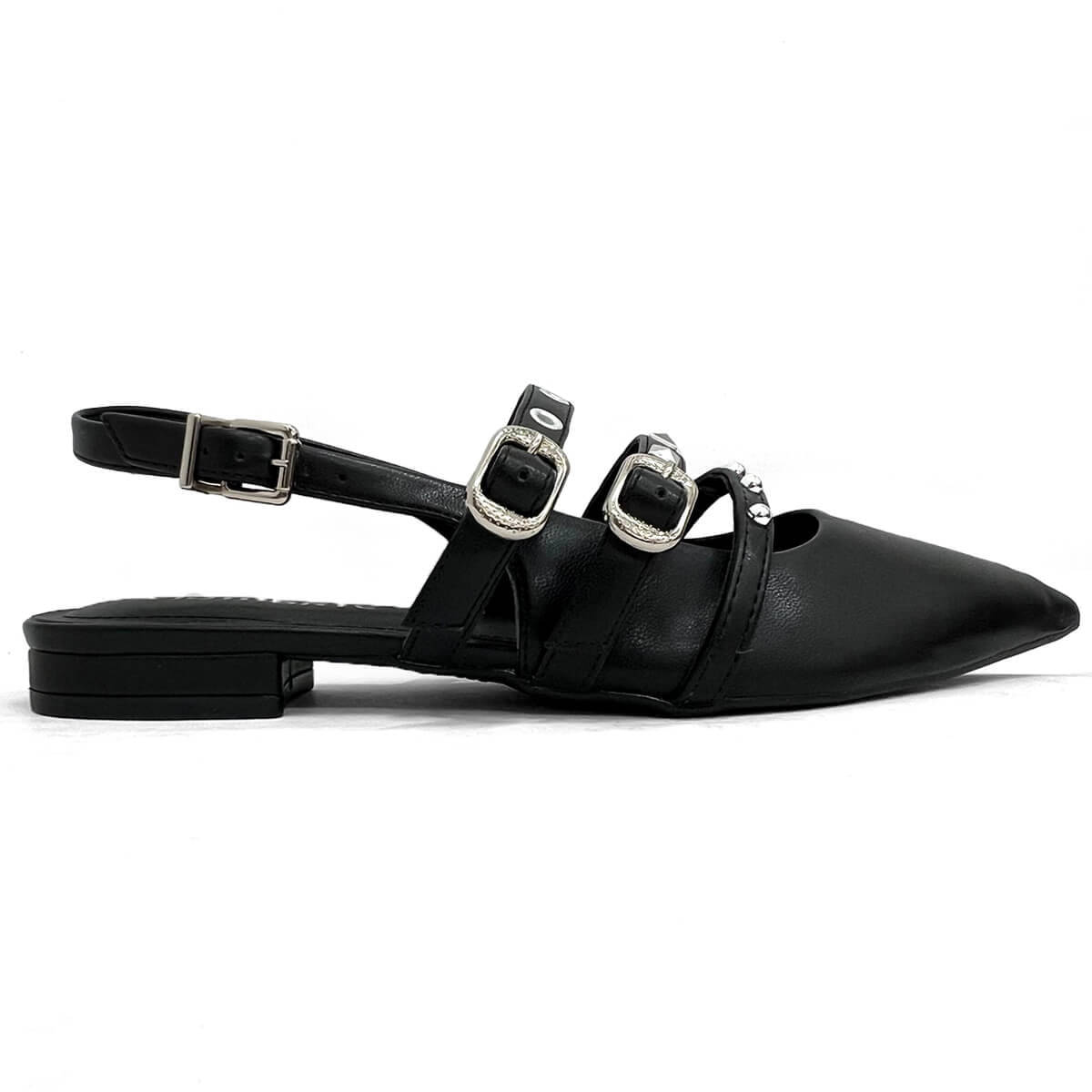 Sapatilha Via Marte Slingback Bico Fino 144-007-01 Preto Sapatilha Via Marte Slingback Bico Fino 144-007-01 Preto