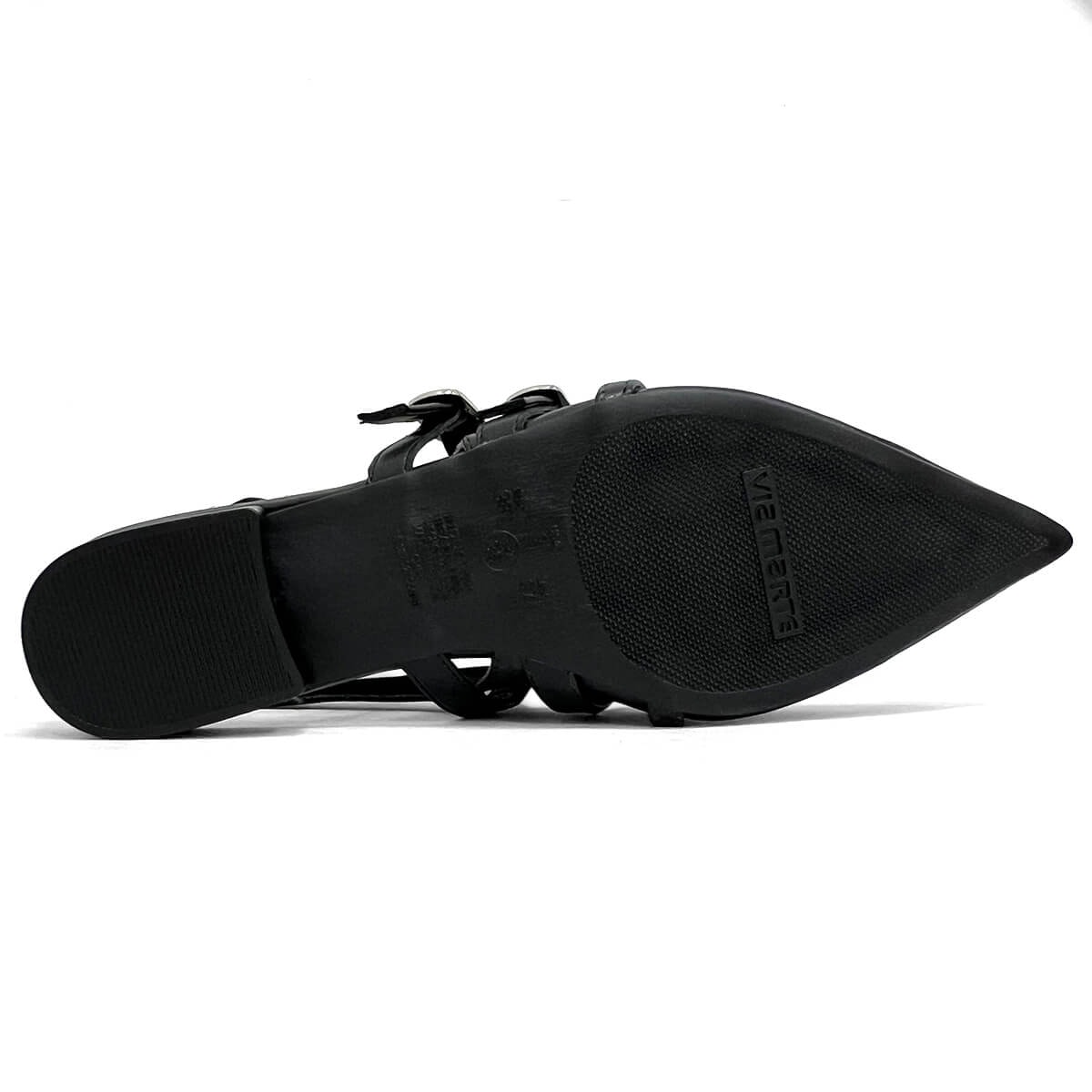 Sapatilha Via Marte Slingback Bico Fino 144-007-01 Preto