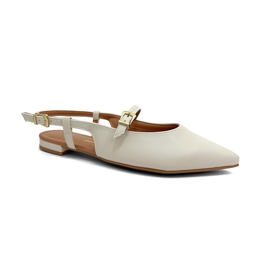Sapatilha Vizzano Slingback Bico Fino 1206.1009 Branco Off Sapatilha Vizzano Slingback Bico Fino 1206.1009 Branco Off