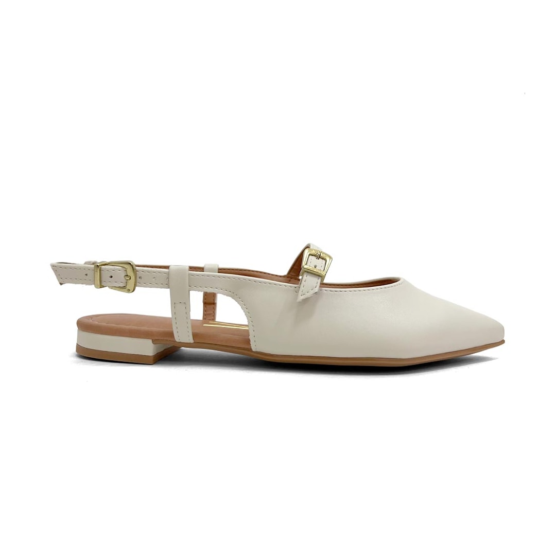 Sapatilha Vizzano Slingback Bico Fino 1206.1009 Branco Off Sapatilha Vizzano Slingback Bico Fino 1206.1009 Branco Off