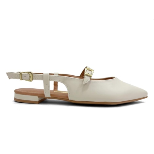 Detalhe - Sapatilha Vizzano Slingback Bico Fino 1206.1009 Branco Off