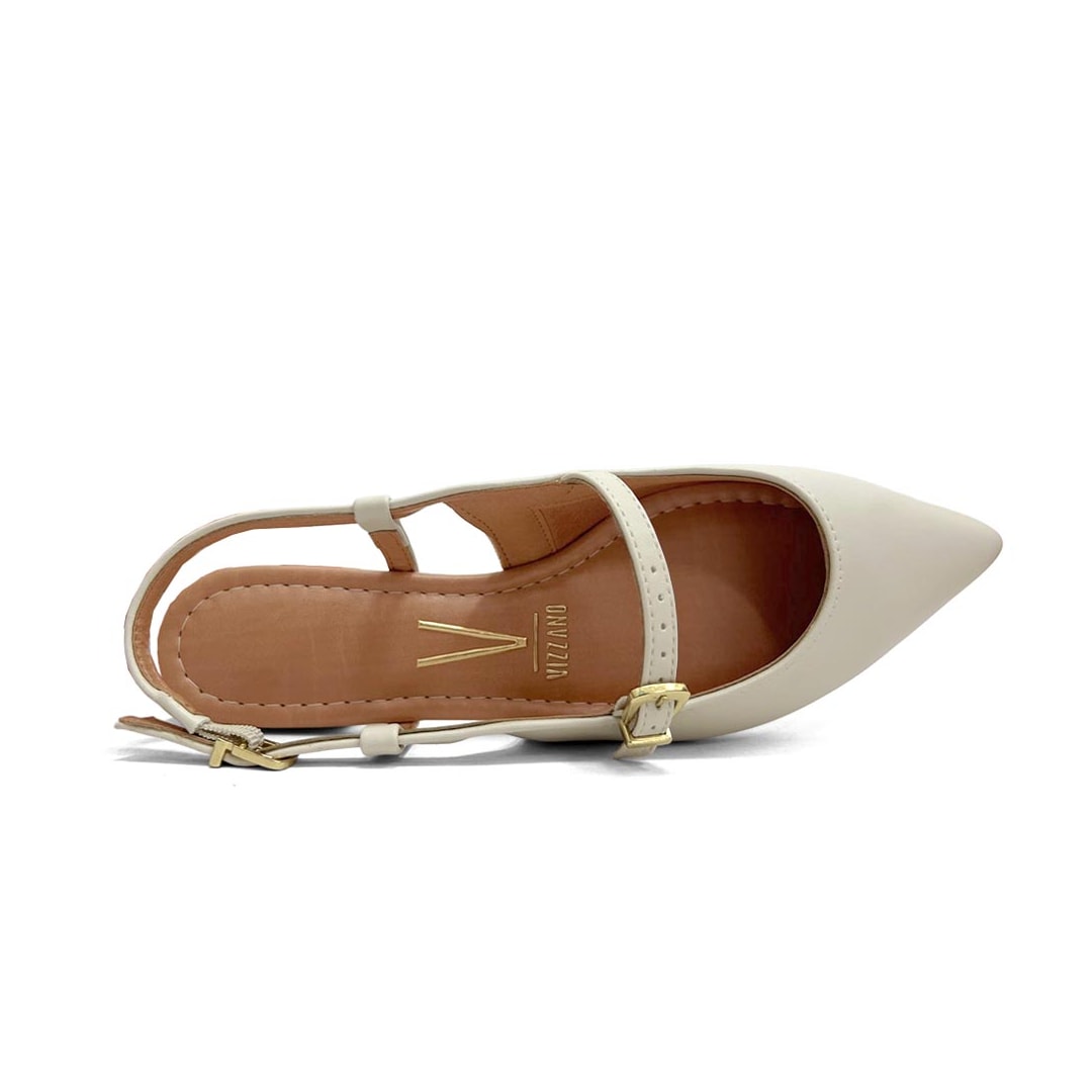 Sapatilha Vizzano Slingback Bico Fino 1206.1009 Branco Off