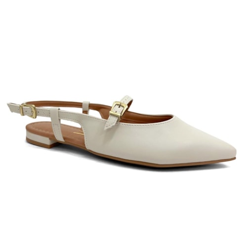 Sapatilha Vizzano Slingback Bico Fino 1206.1009 Branco Off