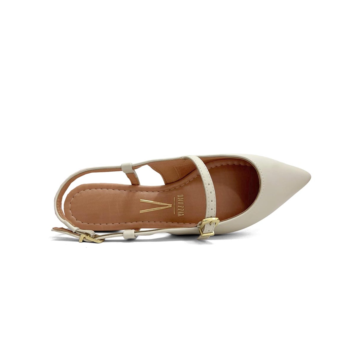 Sapatilha Vizzano Slingback Bico Fino 1206.1009 Branco Off