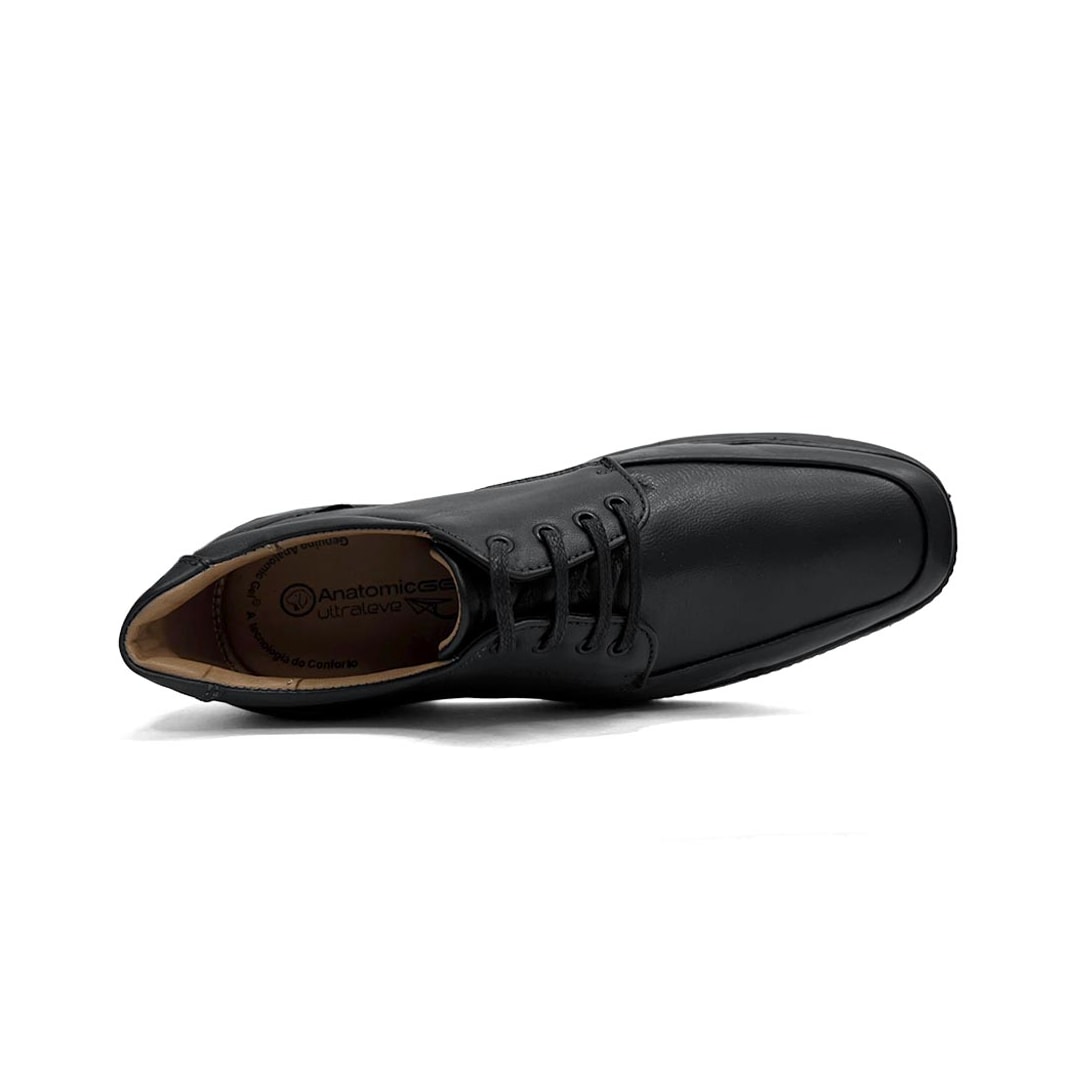 Sapato Anatomic Gel Couro Ultraleve 8621 Preto