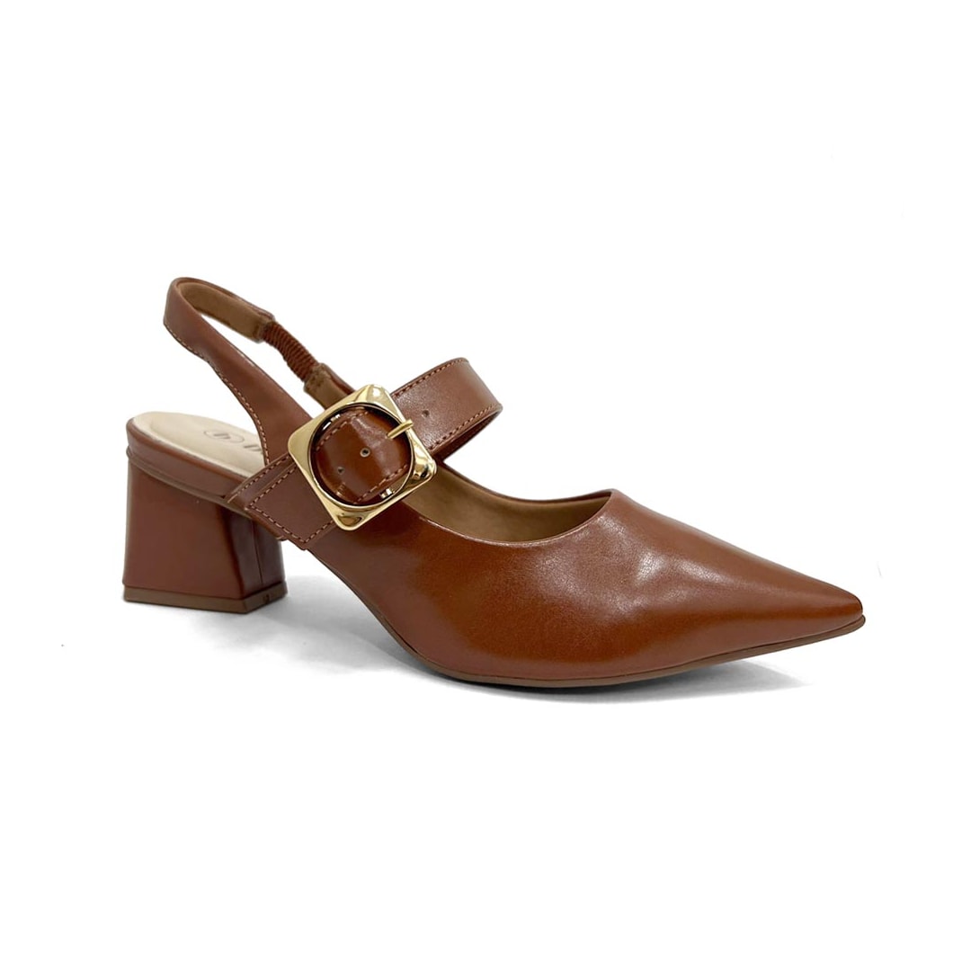 Sapato Bebecê Feminino Slingback T3838-555 Pecan