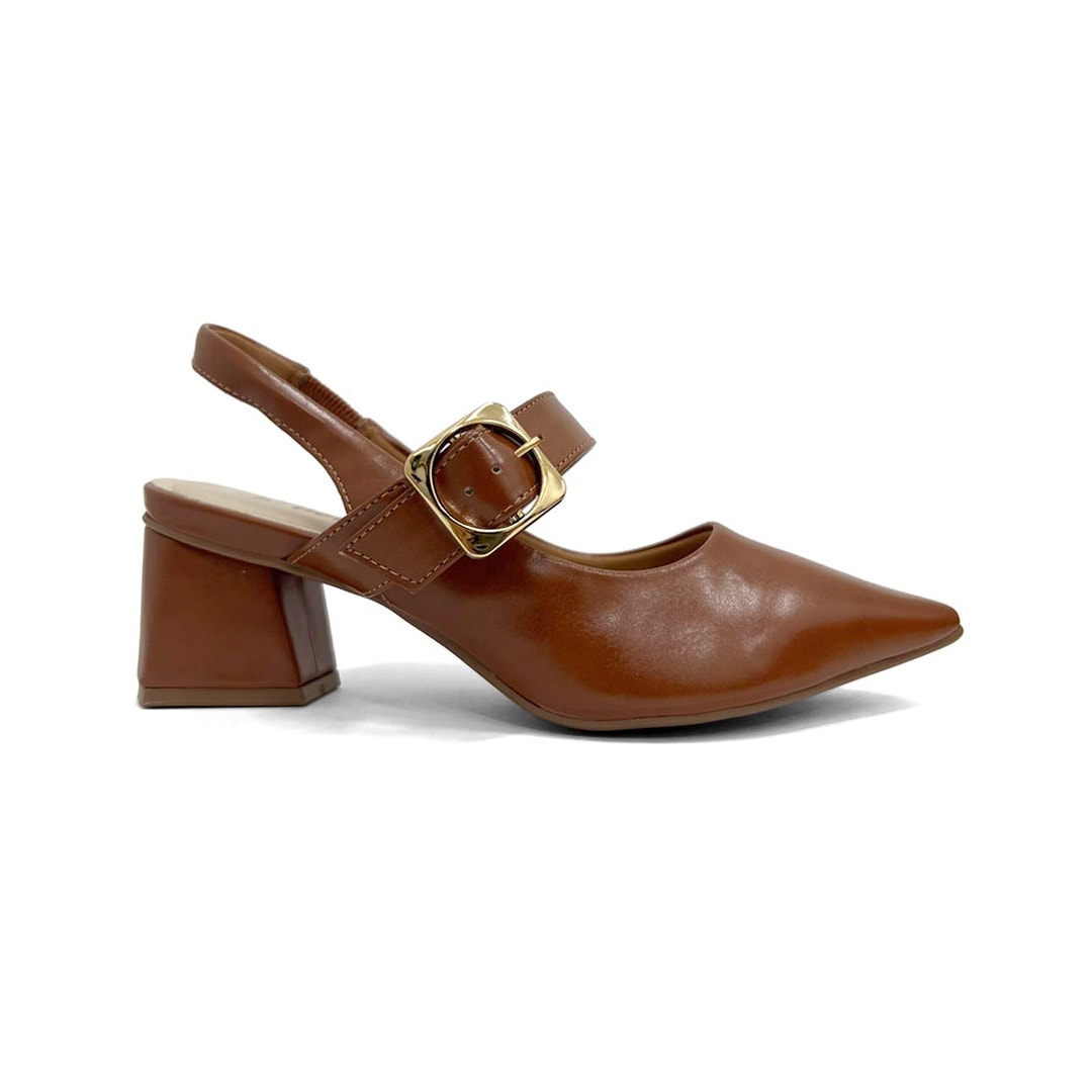 Sapato Bebecê Feminino Slingback T3838-555 Pecan