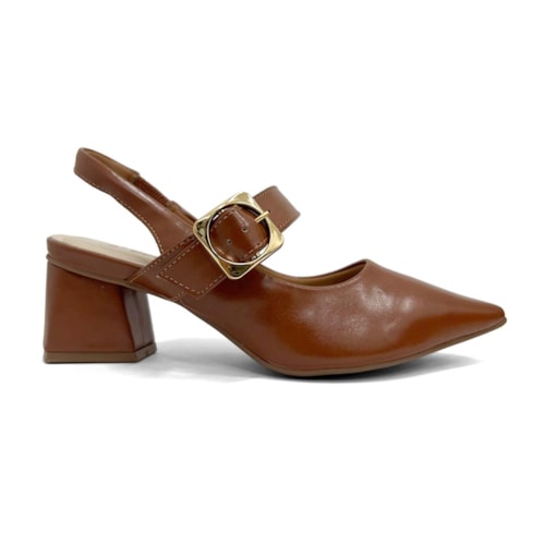 Detalhe - Sapato Bebecê Feminino Slingback T3838-555 Pecan