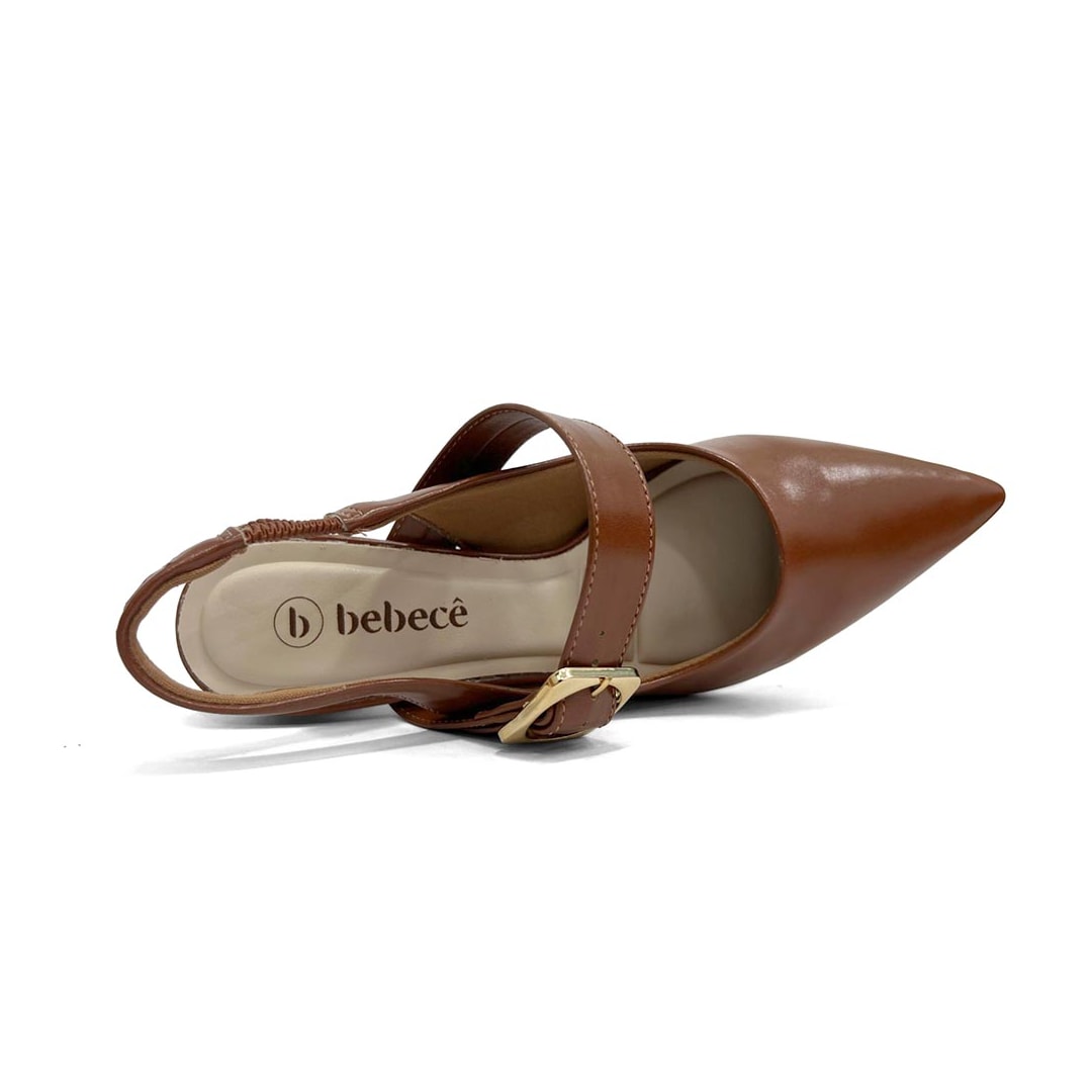 Sapato Bebecê Feminino Slingback T3838-555 Pecan
