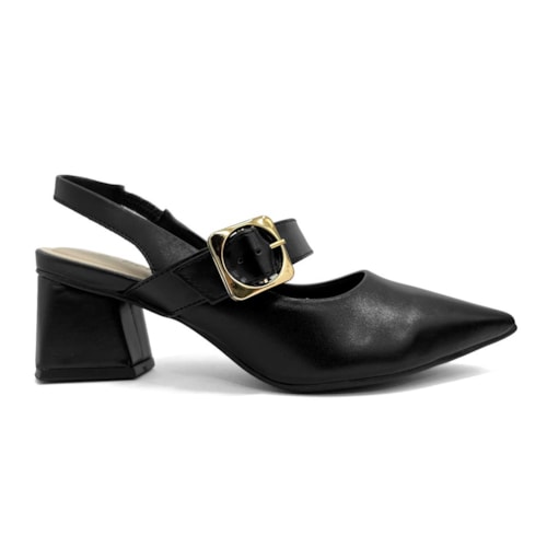 Detalhe - Sapato Bebecê Feminino Slingback T3838-555 Preto