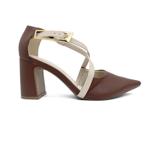 Detalhe - Sapato Bebecê Scarpin Bico Fino T7021-222 Chocolate