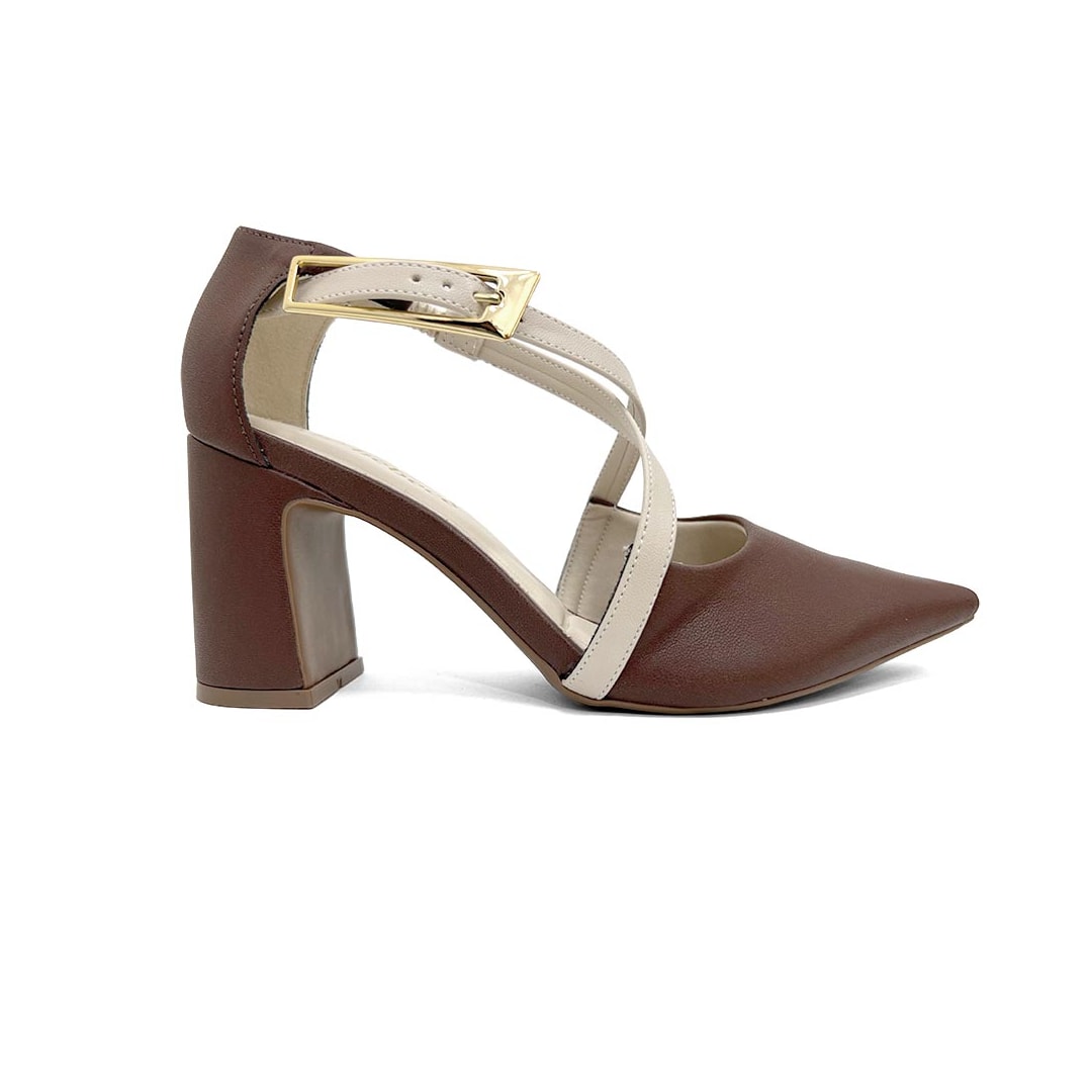 Sapato Bebecê Scarpin Bico Fino T7021-222 Chocolate