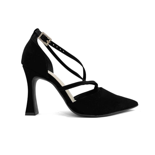 Detalhe - Sapato Bebecê Scarpin Bico Fino T9419-230 Preto