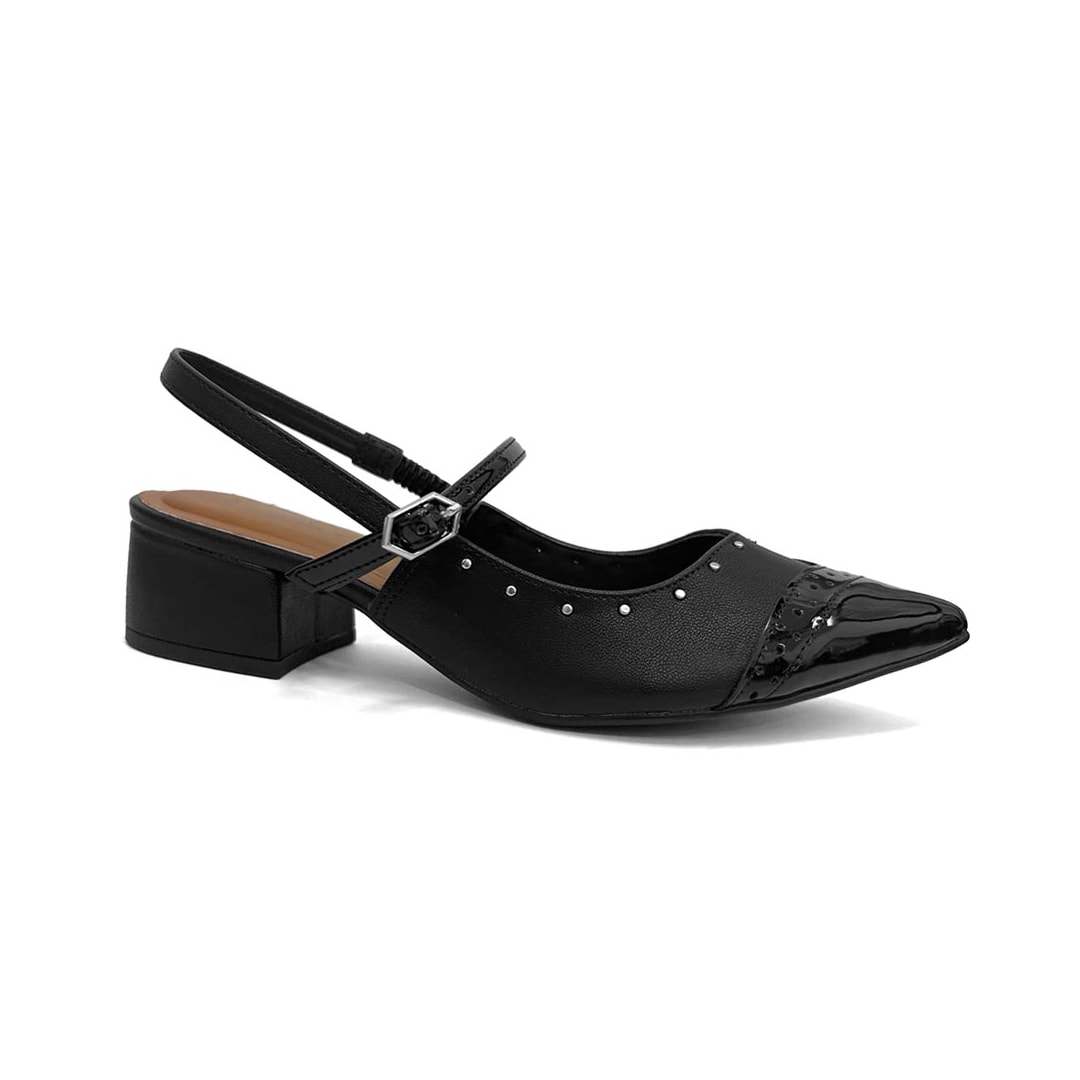 Sapato Bebecê Slingback Boneca T3628-110 Preto