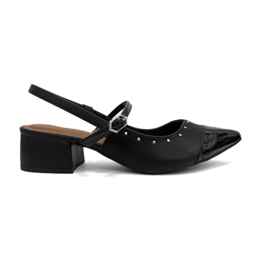 Detalhe - Sapato Bebecê Slingback Boneca T3628-110 Preto