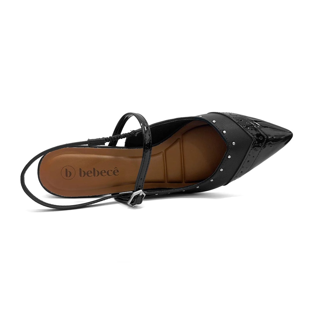Sapato Bebecê Slingback Boneca T3628-110 Preto