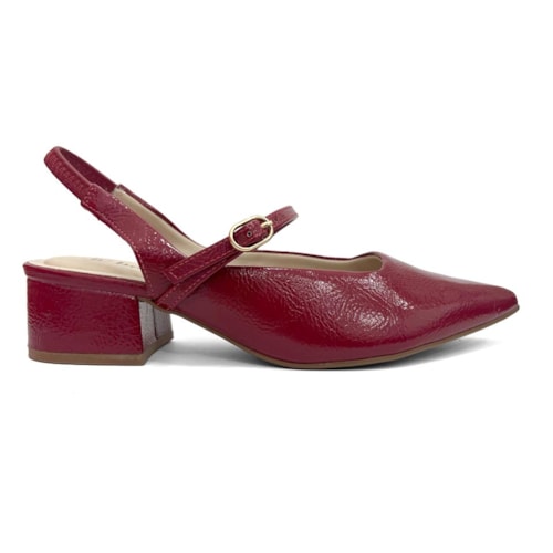 Detalhe - Sapato Bebecê Slingback Boneca T3628-111 Cherry