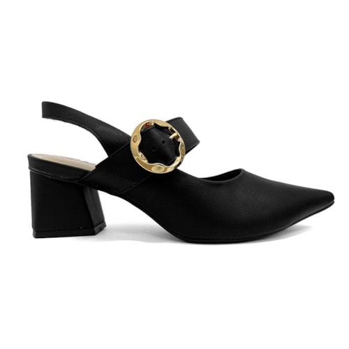 Detalhe - Sapato Bebecê Slingback Boneca T3838-537 Preto