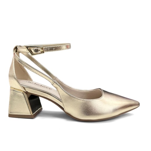 Detalhe - Sapato Bebecê Slingback T3862-616 Dourado