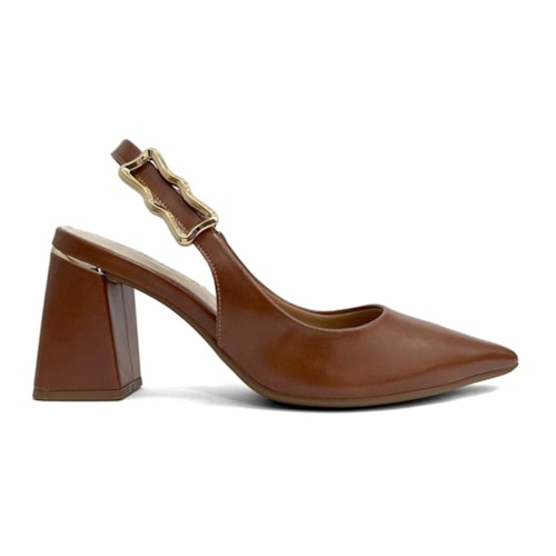 Detalhe - Sapato Bebecê Slingback T7012-028 Pecan