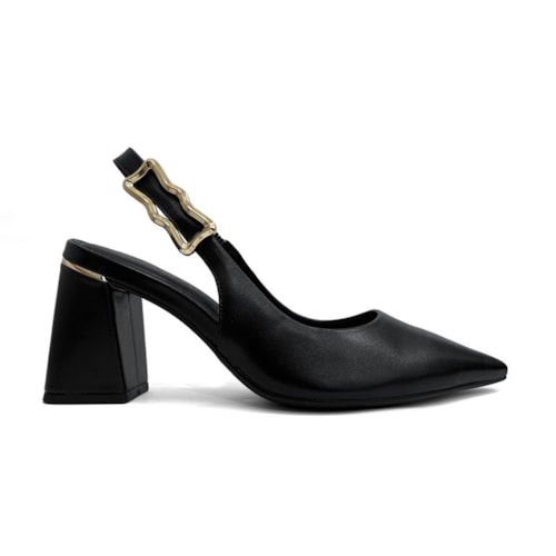 Detalhe - Sapato Bebecê Slingback T7012-028 Preto