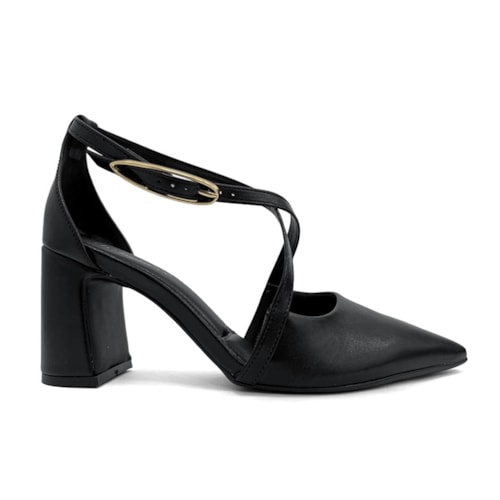 Detalhe - Sapato Bebecê Slingback T7021-247 Preto