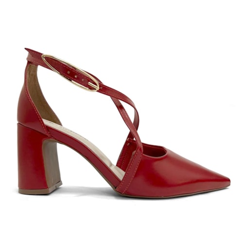 Detalhe - Sapato Bebecê Slingback T7021-247 Scarlet