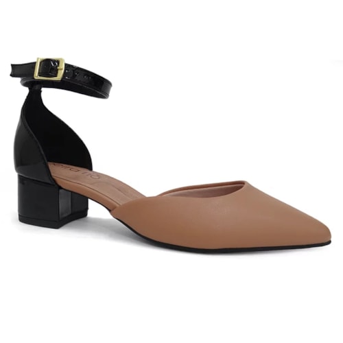 Sapato Beira Rio Scarpin Baixo 4182.204 Tan/Preto