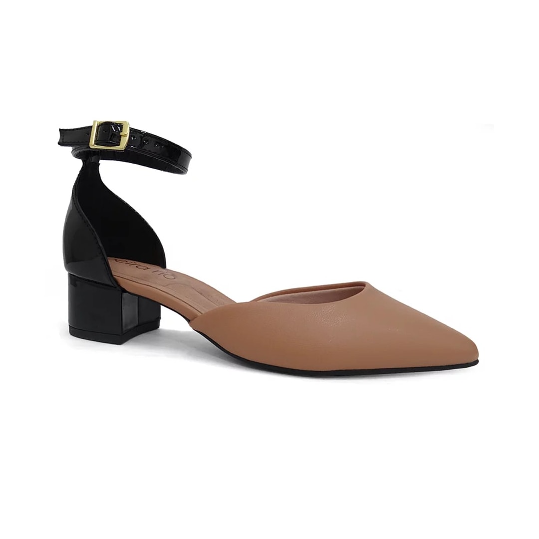 Sapato Beira Rio Scarpin Baixo 4182.204 Tan/Preto