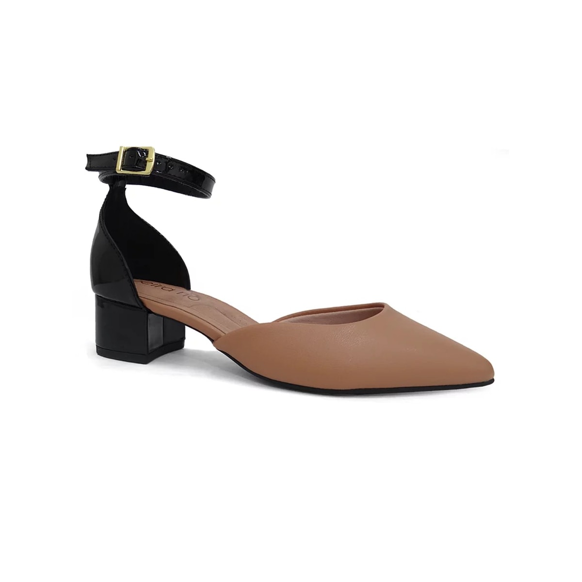 Sapato Beira Rio Scarpin Baixo 4182.204 Tan/Preto Sapato Beira Rio Scarpin Baixo 4182.204 Tan/Preto