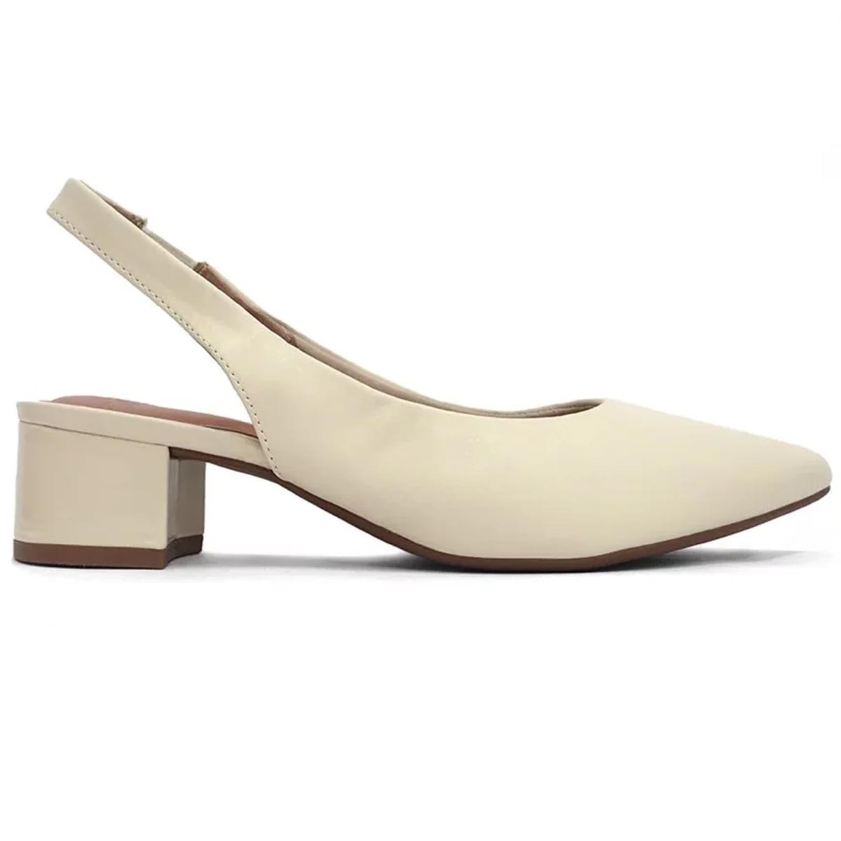 Sapato Beira Rio Slingback Scarpin 4182.220 Creme Sapato Beira Rio Slingback Scarpin 4182.220 Creme