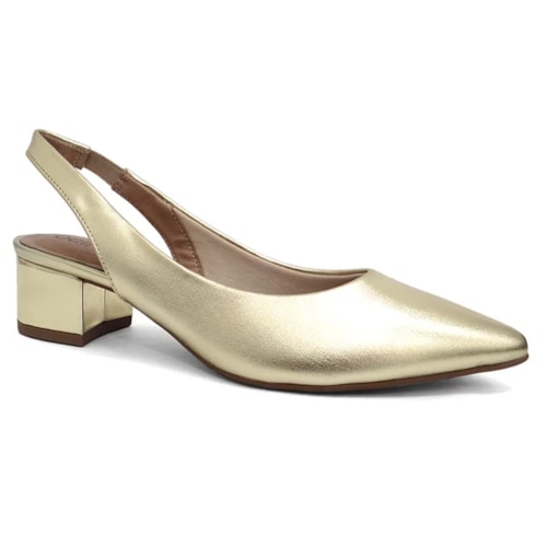 Sapato Beira Rio Slingback Scarpin 4182.220 Dourado