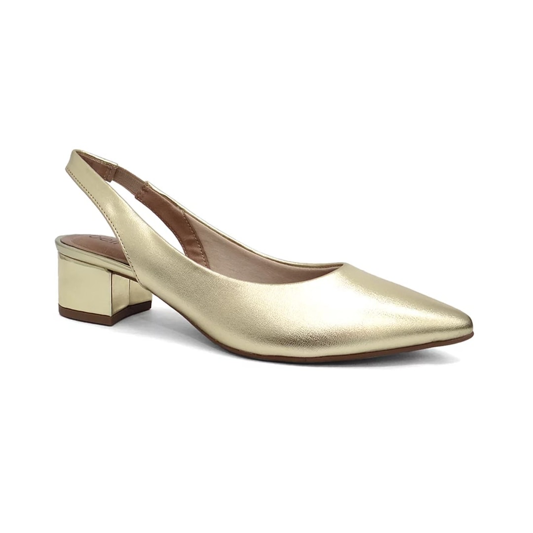 Sapato Beira Rio Slingback Scarpin 4182.220 Dourado